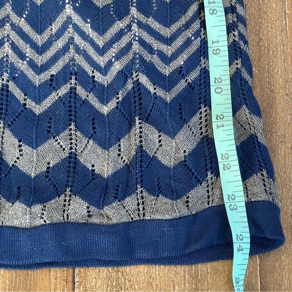 BCBG Knit Mini Dress Open Knit Green Silk Zigzag Grunge Tie Front Fairy Y2K 90’s - Picture 5 of 8